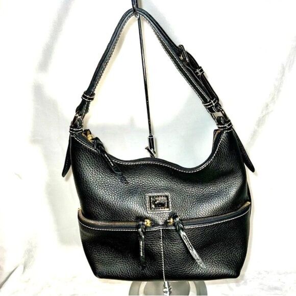 Dooney Bourke Dillen Black Pebbled Leather Hobo Bag - Picture 1 of 15